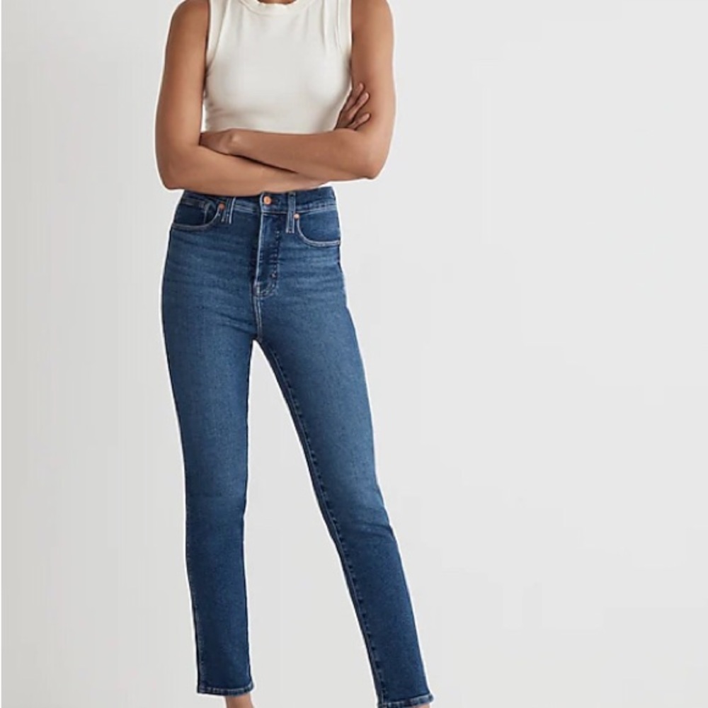 Madewell Stovepipe Jeans 29" waist mid blue fade jeans.